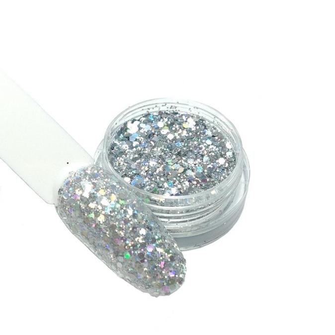 Микс шестигранники серебряные